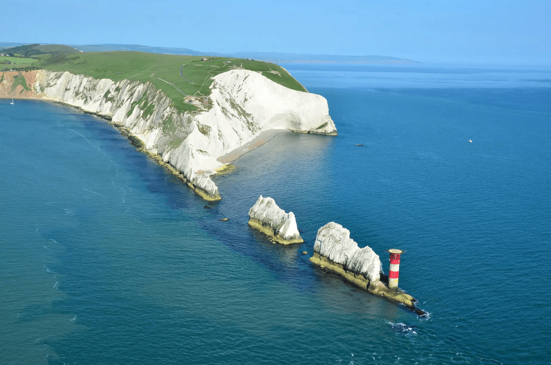 Aerial view of the Isle of Wight coastal cliffs